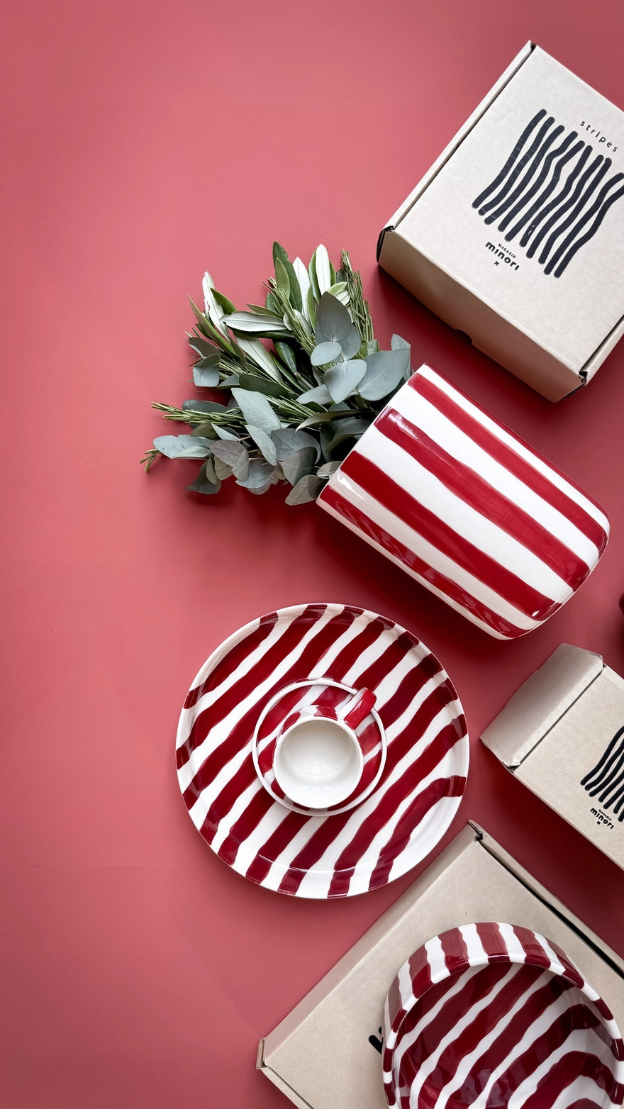 Stripes vase - tramonto red
