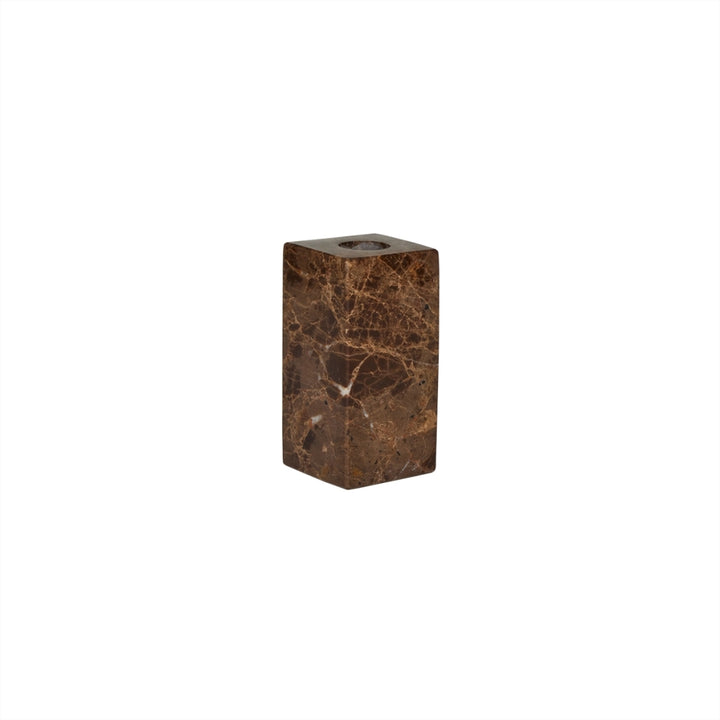 Savi Square Marble Lysestake - High -  Choco