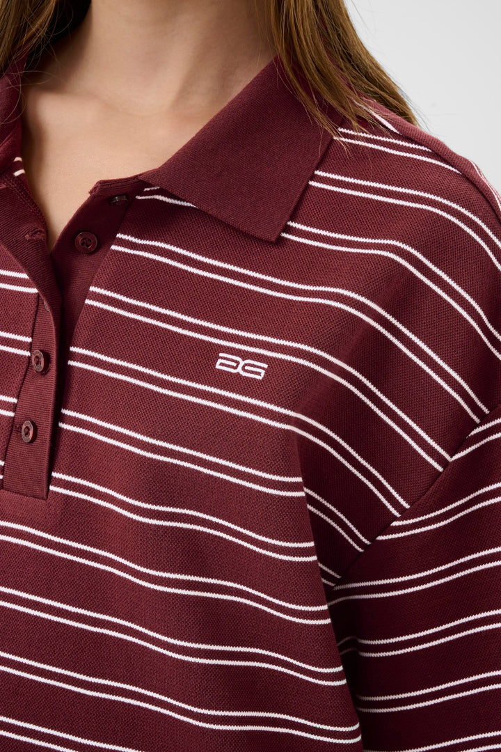 GZpilova polo tee - Cabernet striped