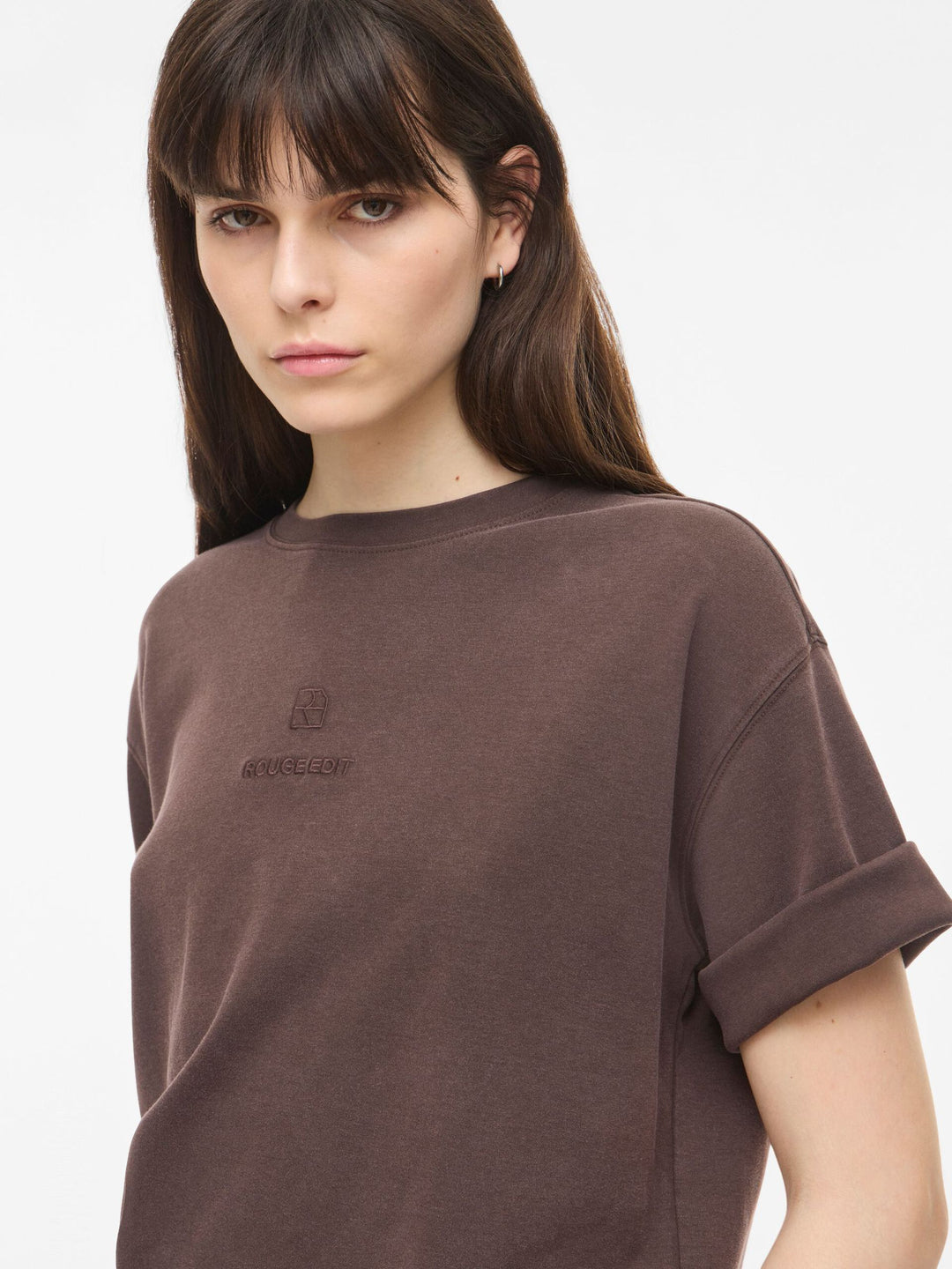 Rousophie 2/4 O-Neck Oversized Tee - Seal Brown