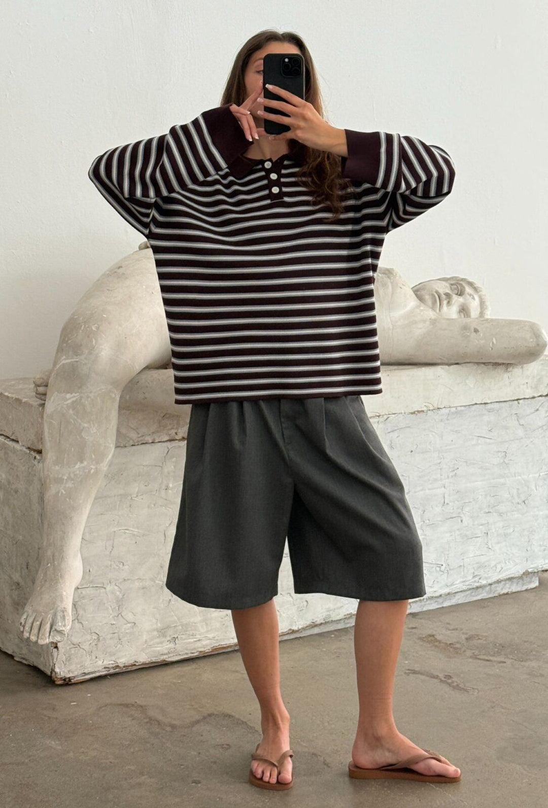 Adanne Polo - Stripe Bordeaux/Blue