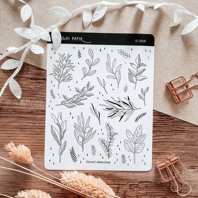 Floral Sketches Sticker Sheet