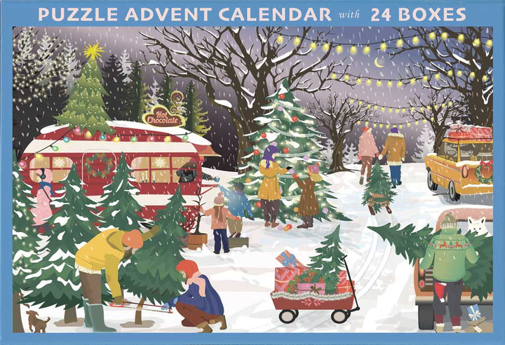 CHRISTMAS TREES &amp; SNOW FLAKES - Puslespillkalender med 1000 brikker