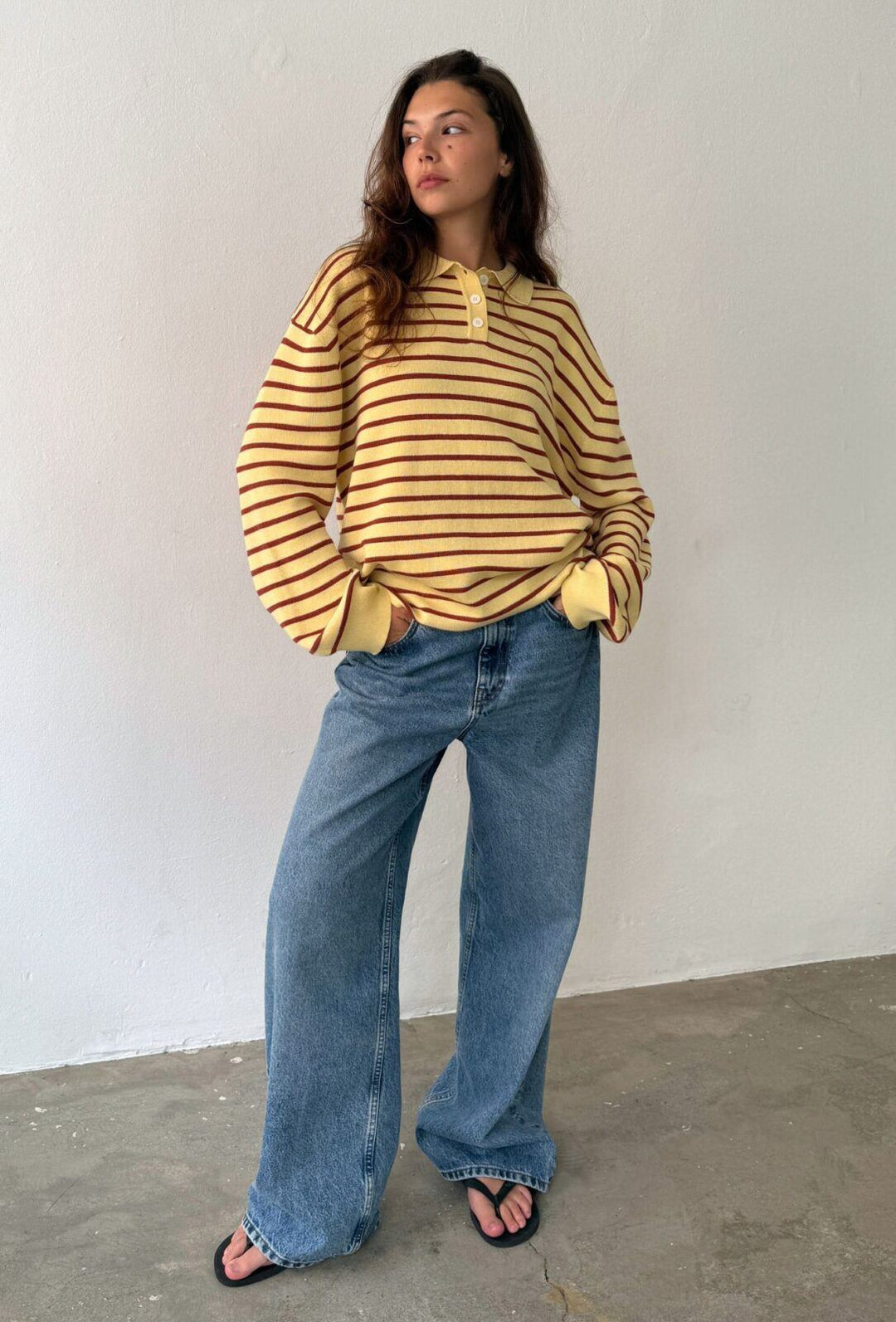 Adanne Polo - Stripe Yellow/Rust