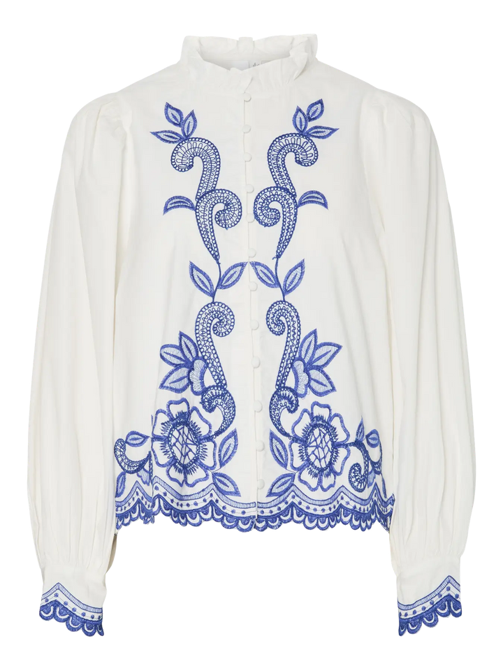 Yassonica Ls Shirt S. - Ex - Star White Dazzling Blue Emb.