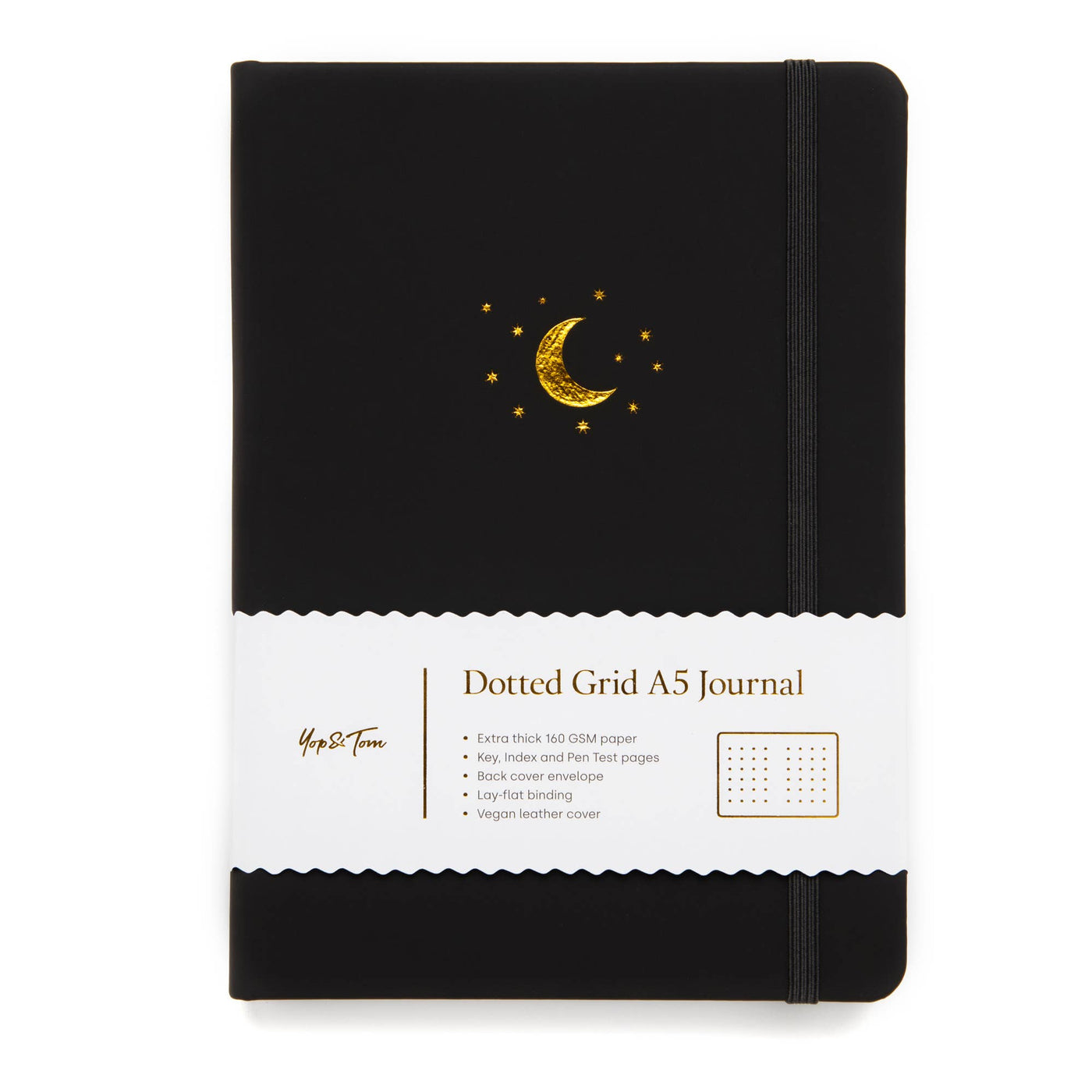 Dot Grid Journal - Moon and Stars - Midnight Blue