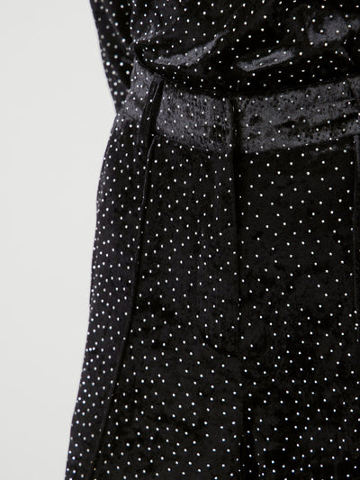 Yastillia Hw Velvet Wide Pant - Black W Rhinestones