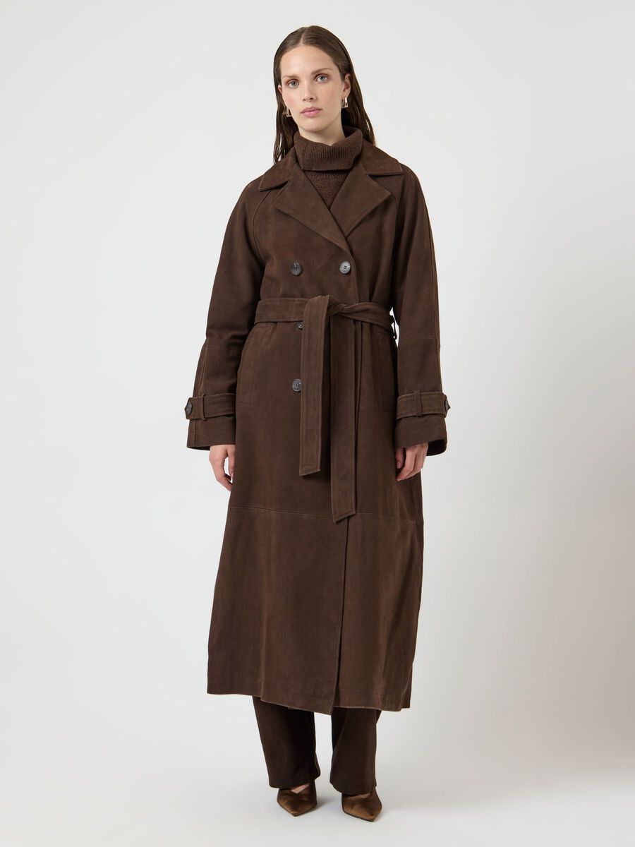YASLINA SUEDE LEATHER TRENCHCOAT