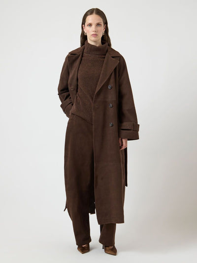 YASLINA SUEDE LEATHER TRENCHCOAT