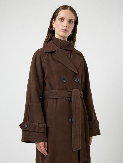 YASLINA SUEDE LEATHER TRENCHCOAT