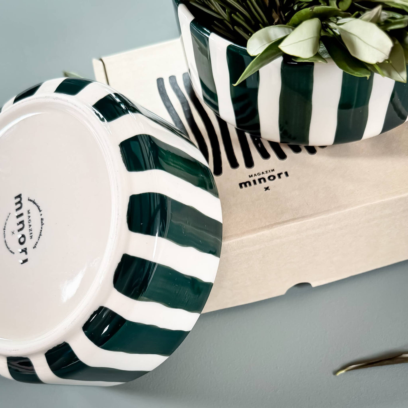 Stripes bolle - gentle green