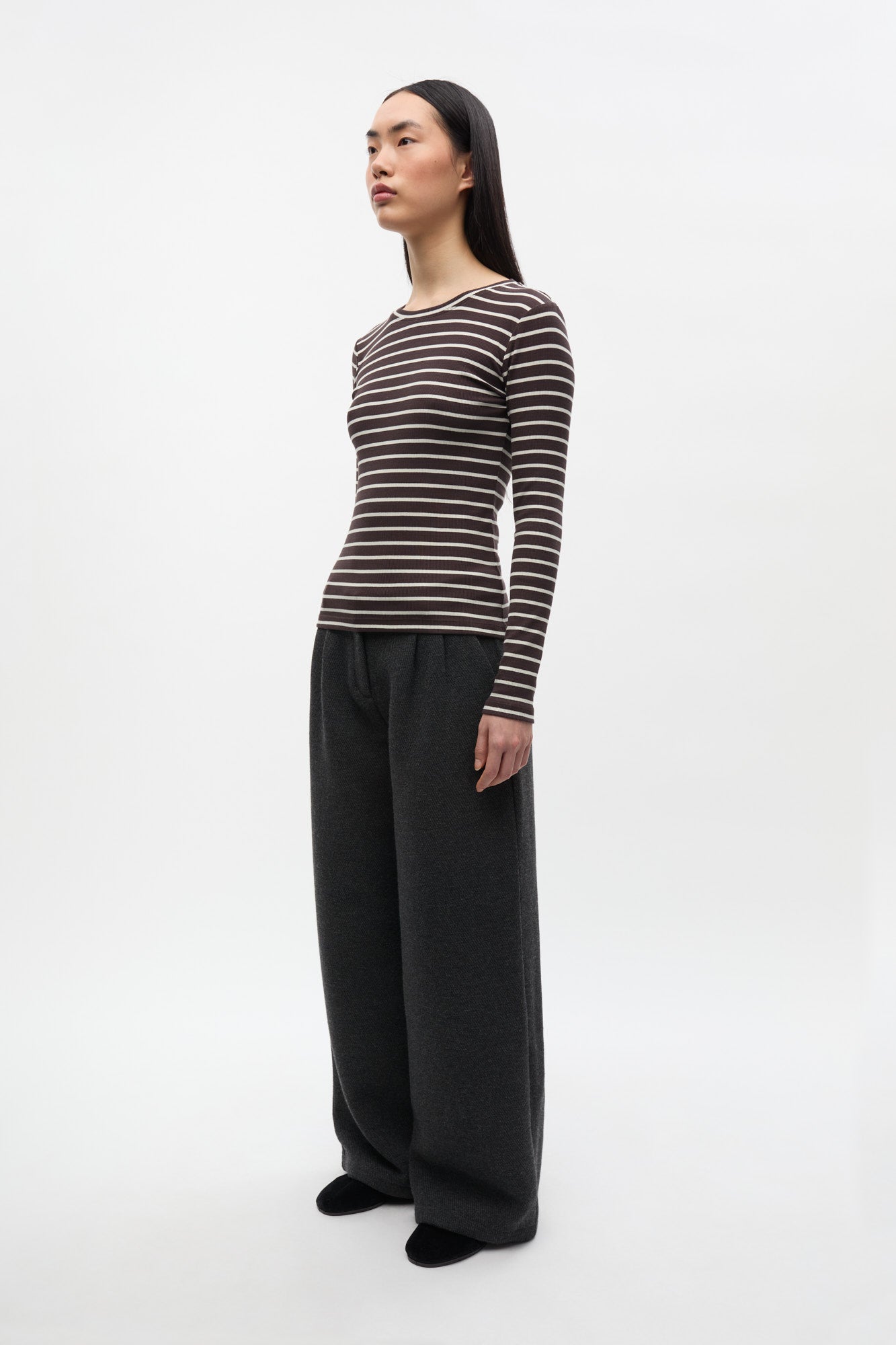 Enally Ls O-N Tee St 7262 - Moonstruck/Chocolate