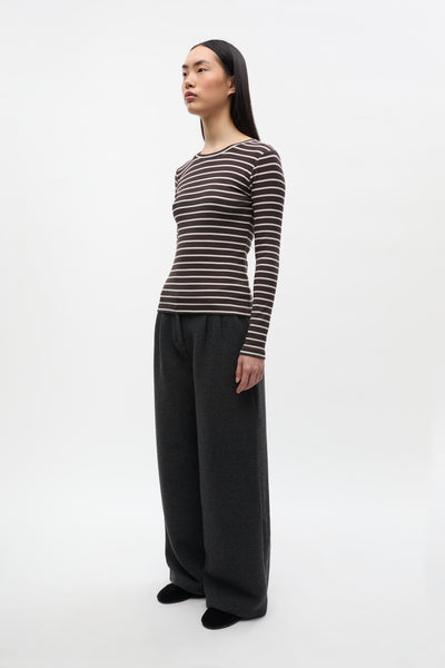 Enally Ls O-N Tee St 7262 - Moonstruck/Chocolate