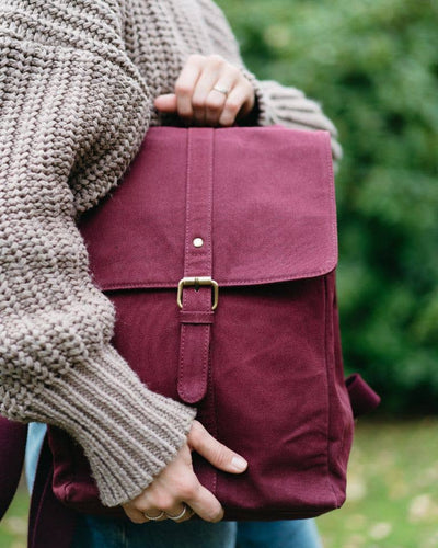 Organic Backpack - Striped Green