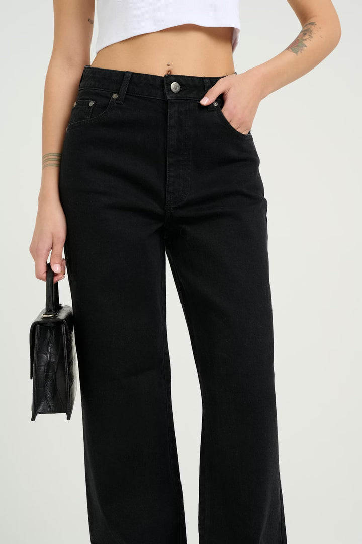 ZolinaGZ wide jeans NOOS - Washed dark black - Black