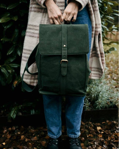 Organic Backpack - Striped Green