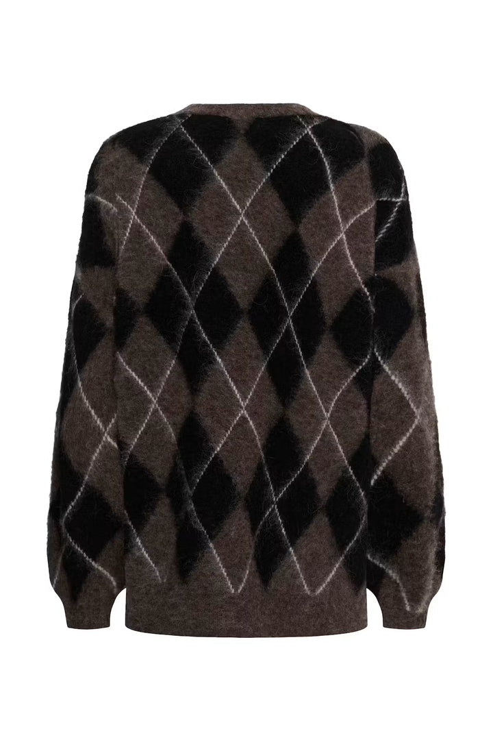 GZsida multi long pullover - Black/Chestnut/Ivory