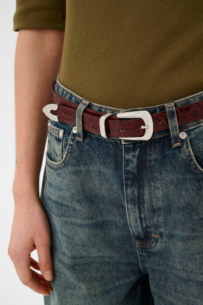 GZsuva patent belt - Dark brown croco