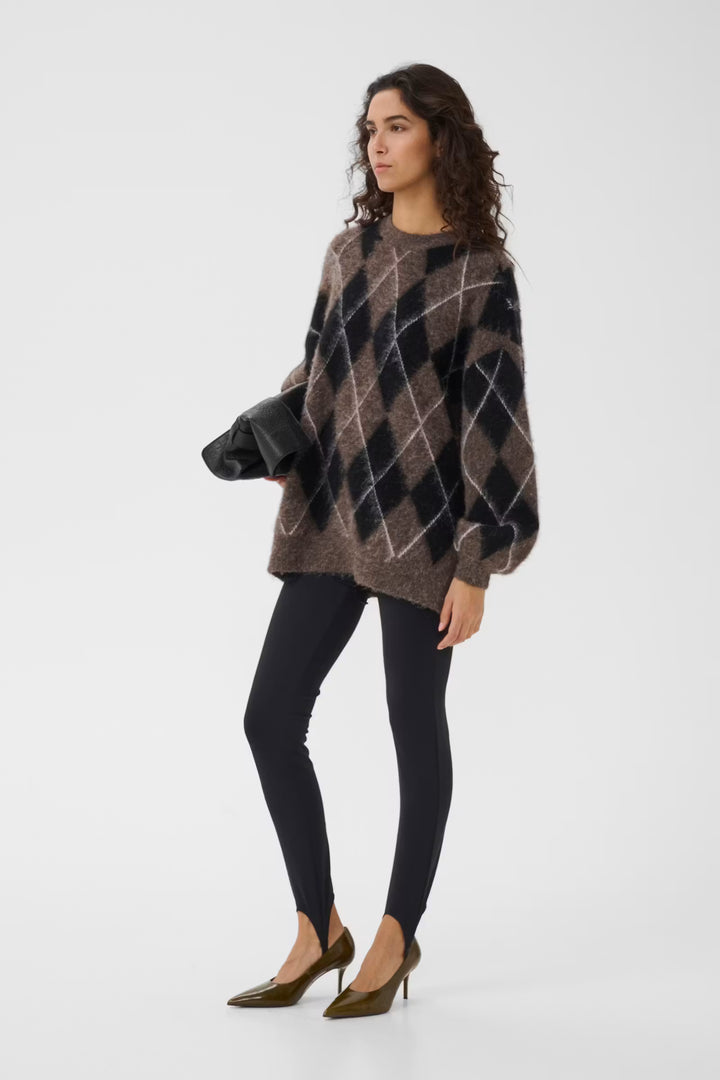 GZsida multi long pullover - Black/Chestnut/Ivory