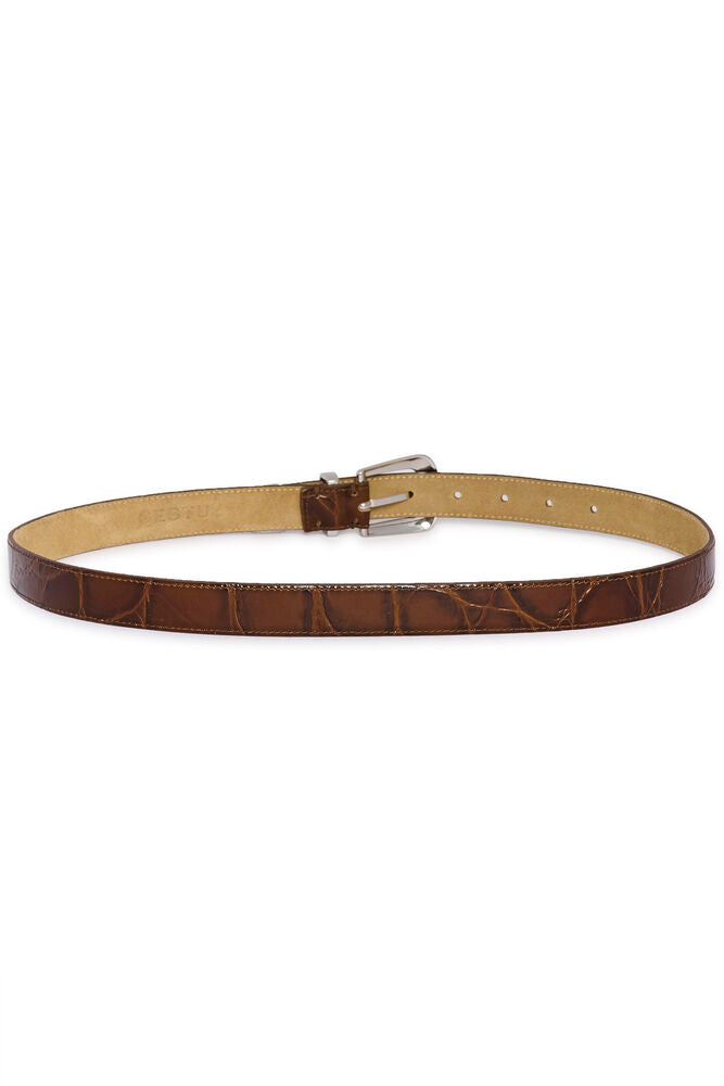 GZsuva patent belt - Dark brown croco