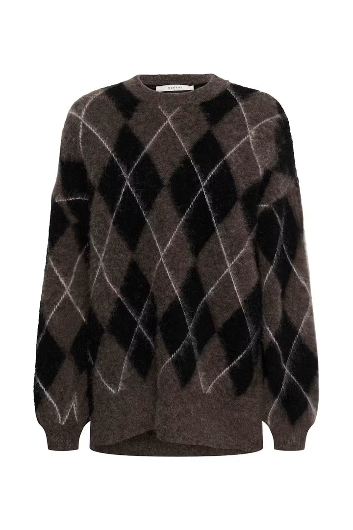 GZsida multi long pullover - Black/Chestnut/Ivory