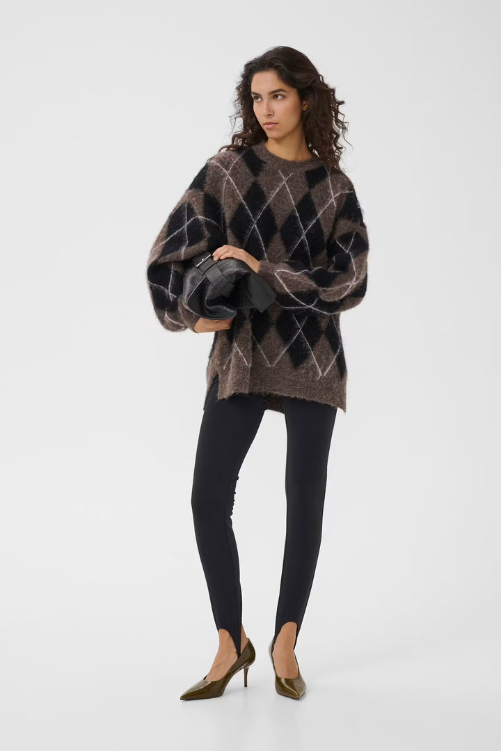 GZsida multi long pullover - Black/Chestnut/Ivory