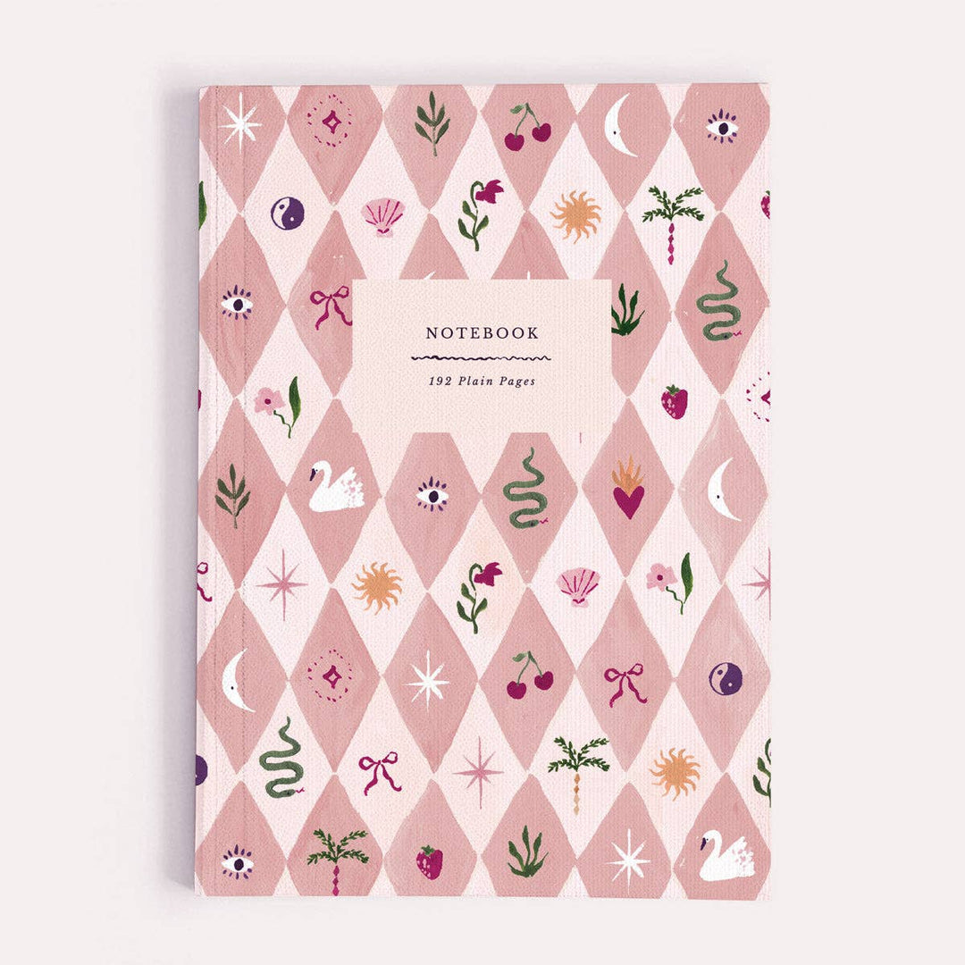 Blush Harlequin Notebook - Plain Page Journal