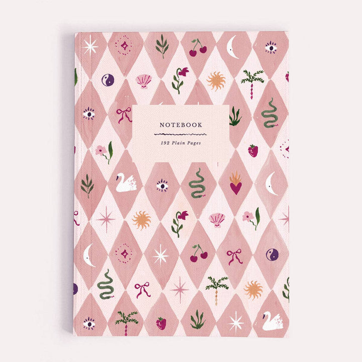 Blush Harlequin Notebook - Plain Page Journal