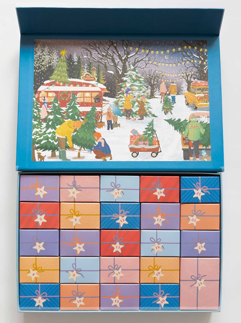 CHRISTMAS TREES & SNOW FLAKES - Puslespillkalender med 1000 brikker
