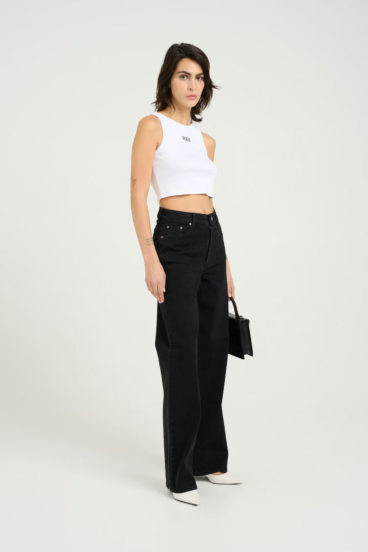 ZolinaGZ wide jeans NOOS - Washed dark black - Black