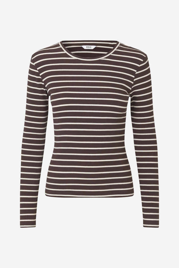 Enally Ls O-N Tee St 7262 - Moonstruck/Chocolate