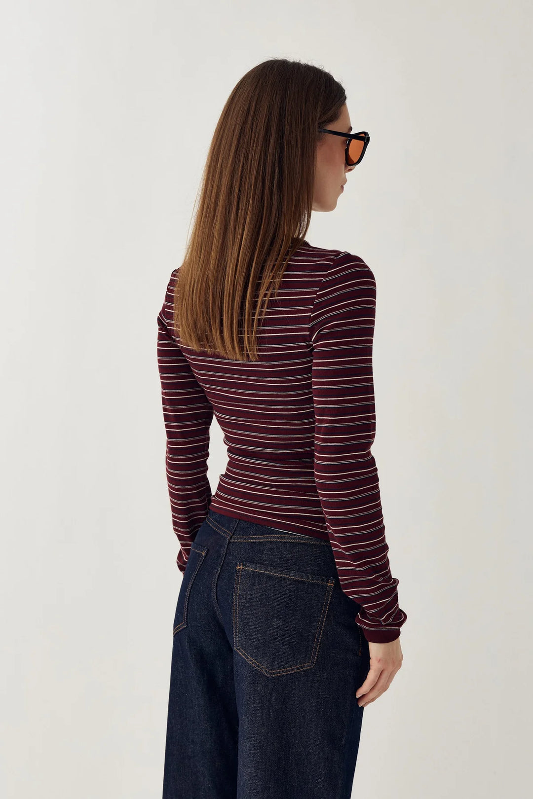 N-Mykel Ls Top - Dizzy Burgundy Stripe