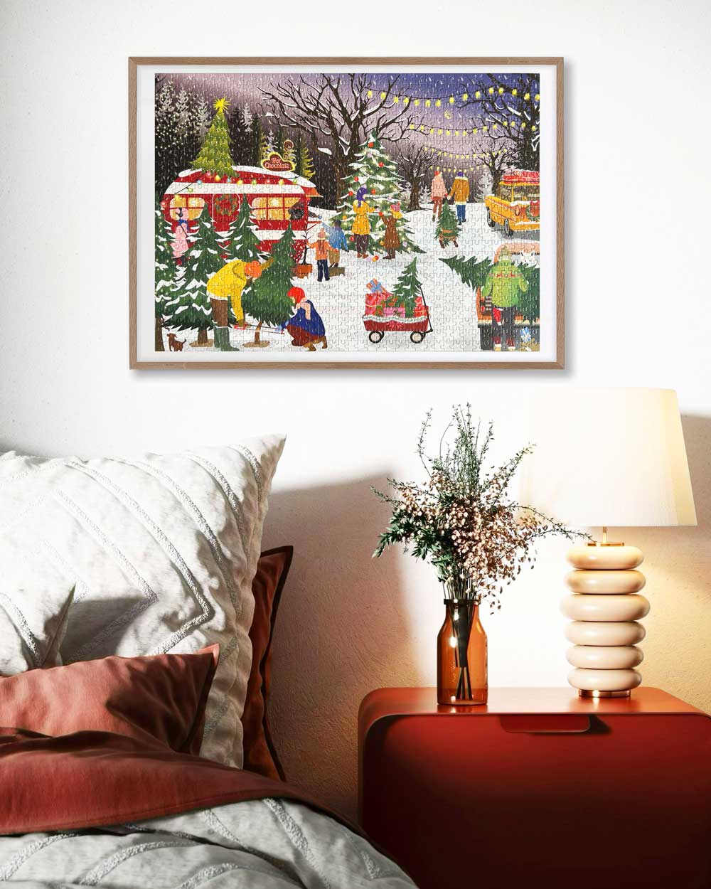 CHRISTMAS TREES &amp; SNOW FLAKES - Puslespillkalender med 1000 brikker