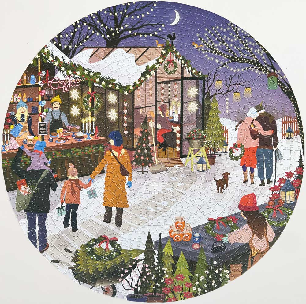 Christmas Market - Rundt puslespill med 1.000 brikker