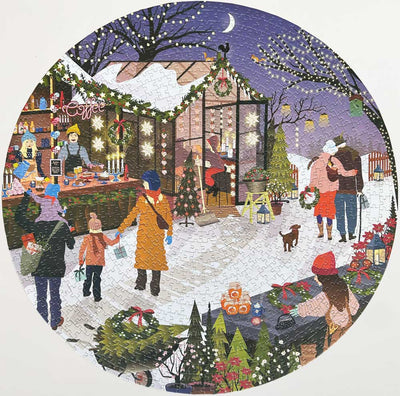 Christmas Market - Rundt puslespill med 1.000 brikker