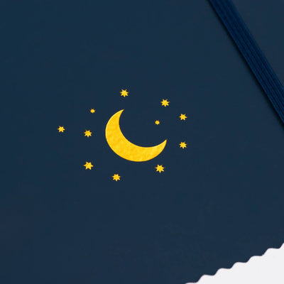 Lined Notebook  - Moon and Stars - Midnight Blue