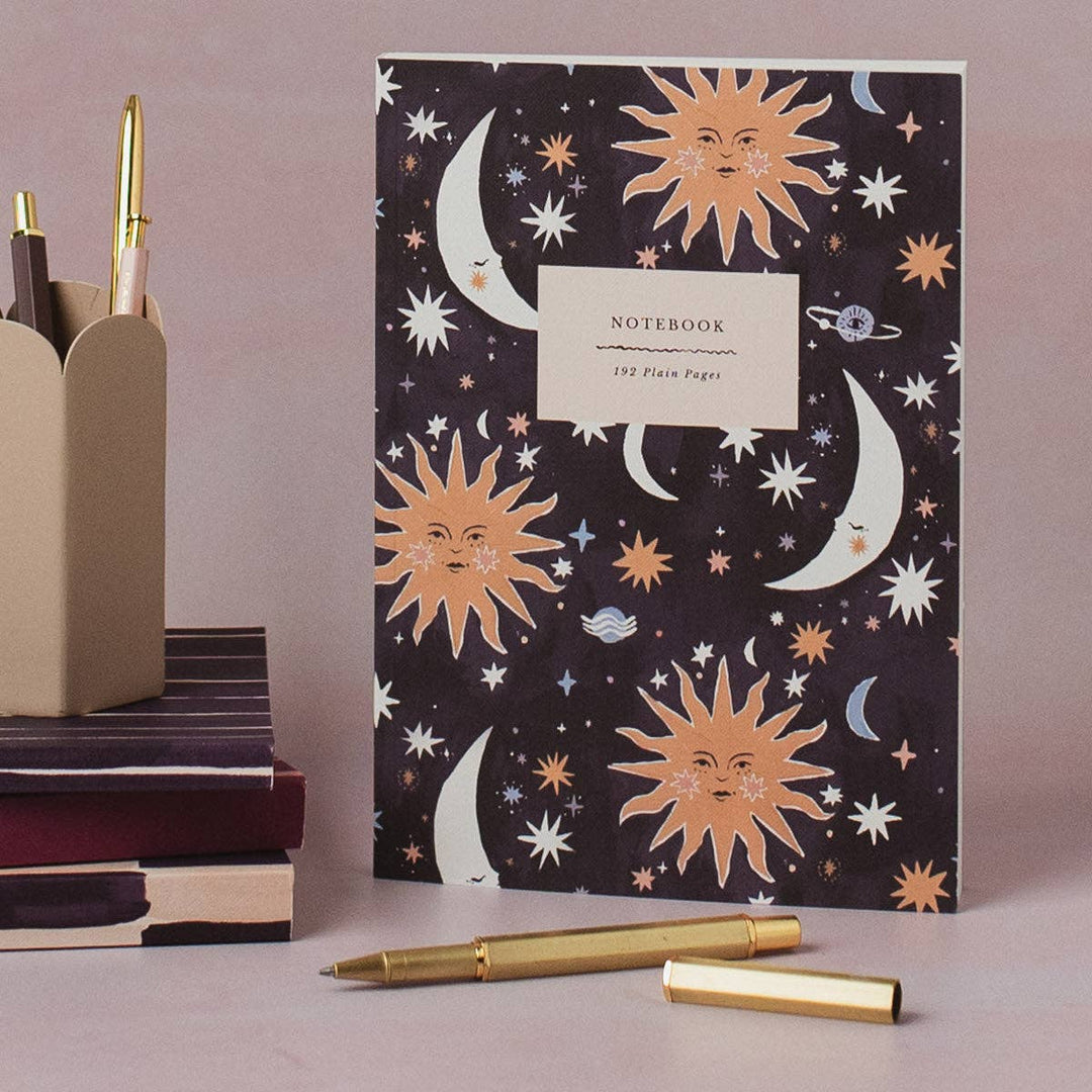 Sun And Moon Notebook - Plain Page Journal