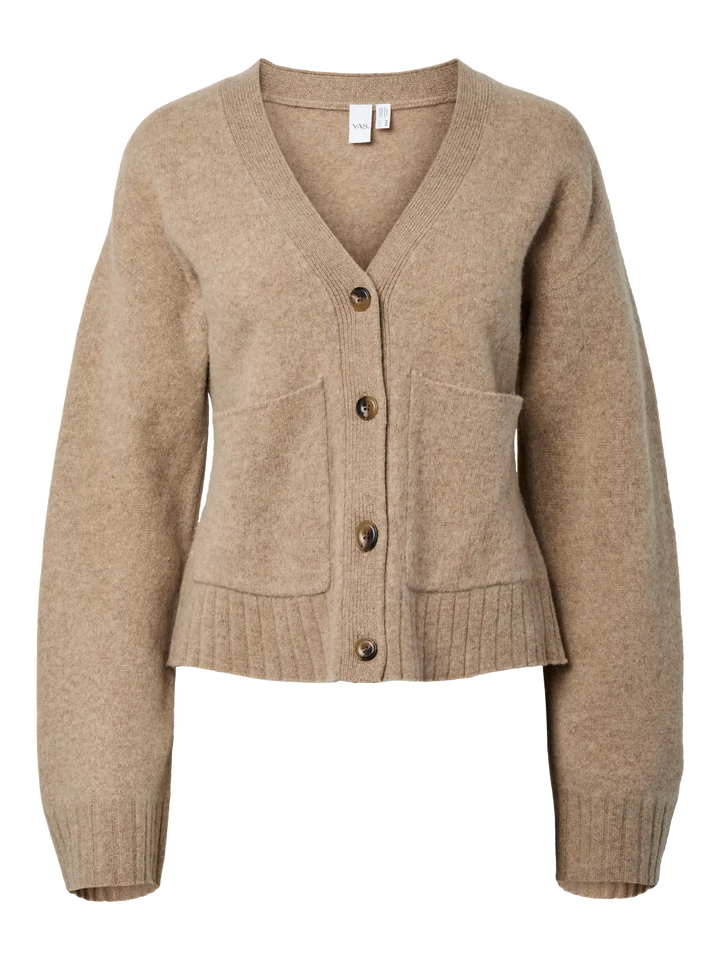Yasemila Ls Wool Knit Cardigan - Fungi Melange
