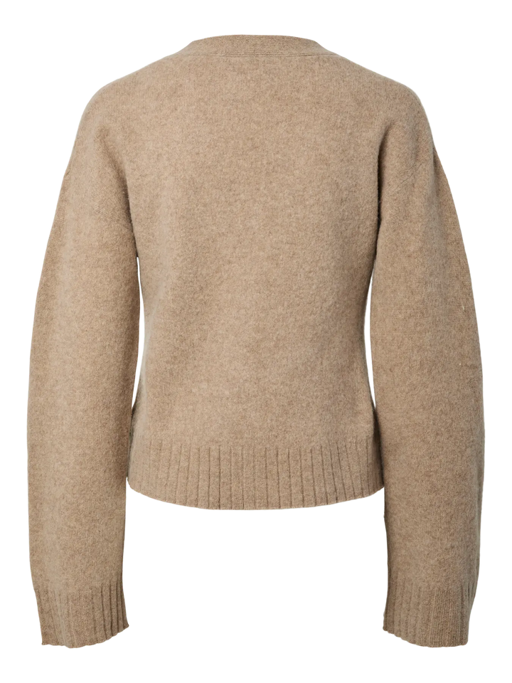 Yasemila Ls Wool Knit Cardigan - Fungi Melange