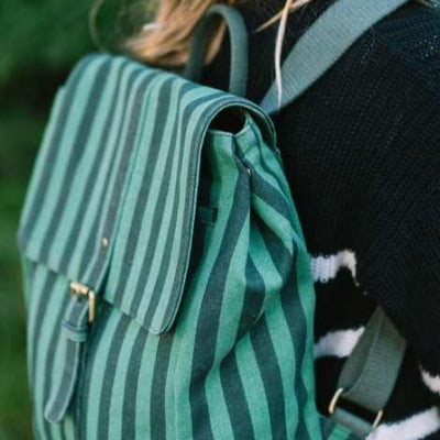 Organic Backpack - Striped Green