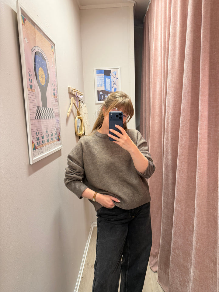 Olol O-Neck Knit - Dark Melange