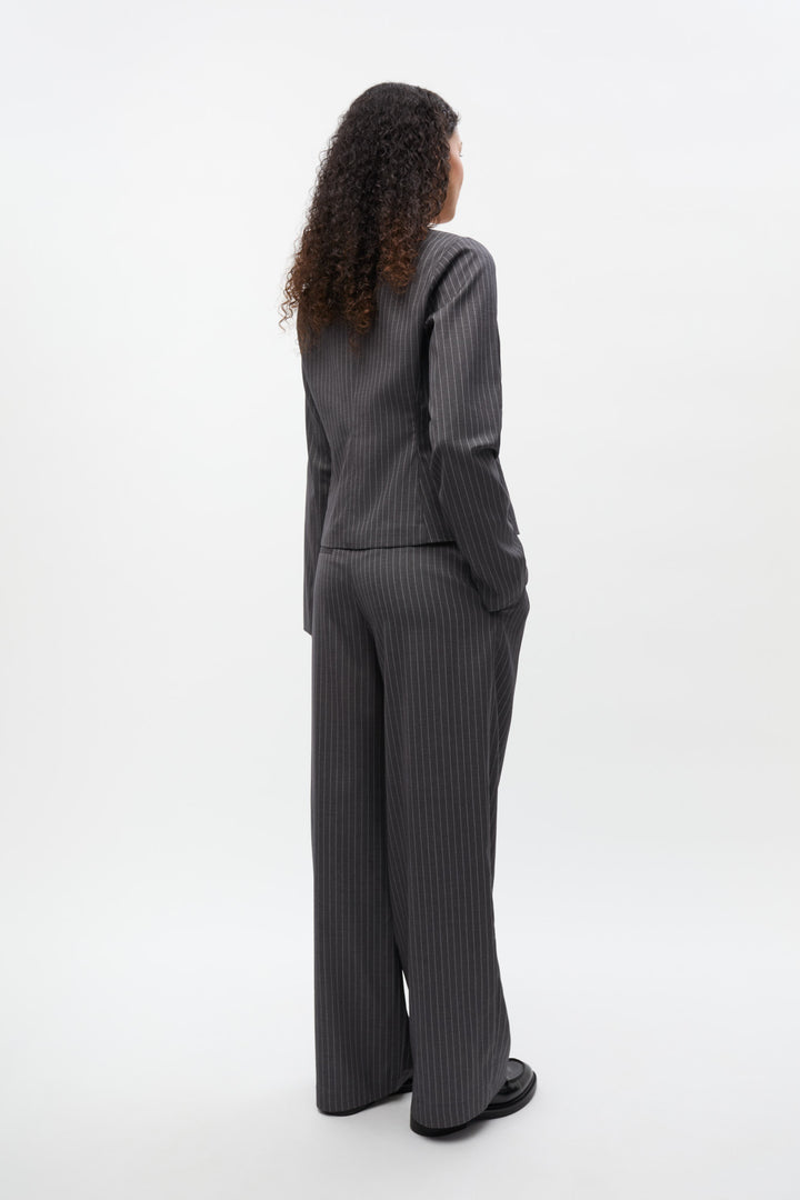 Encroydon Ls Top 7300 - Grey/White Pinstriped