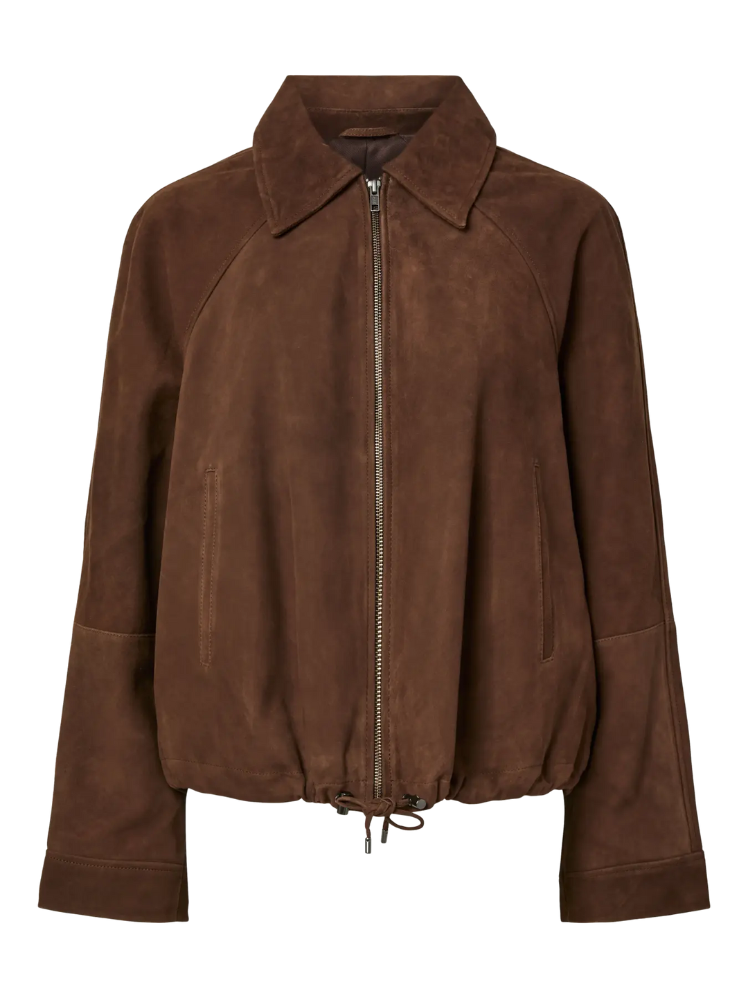 Yasnoel Suede Leather Bomber Jacket - Pinecone