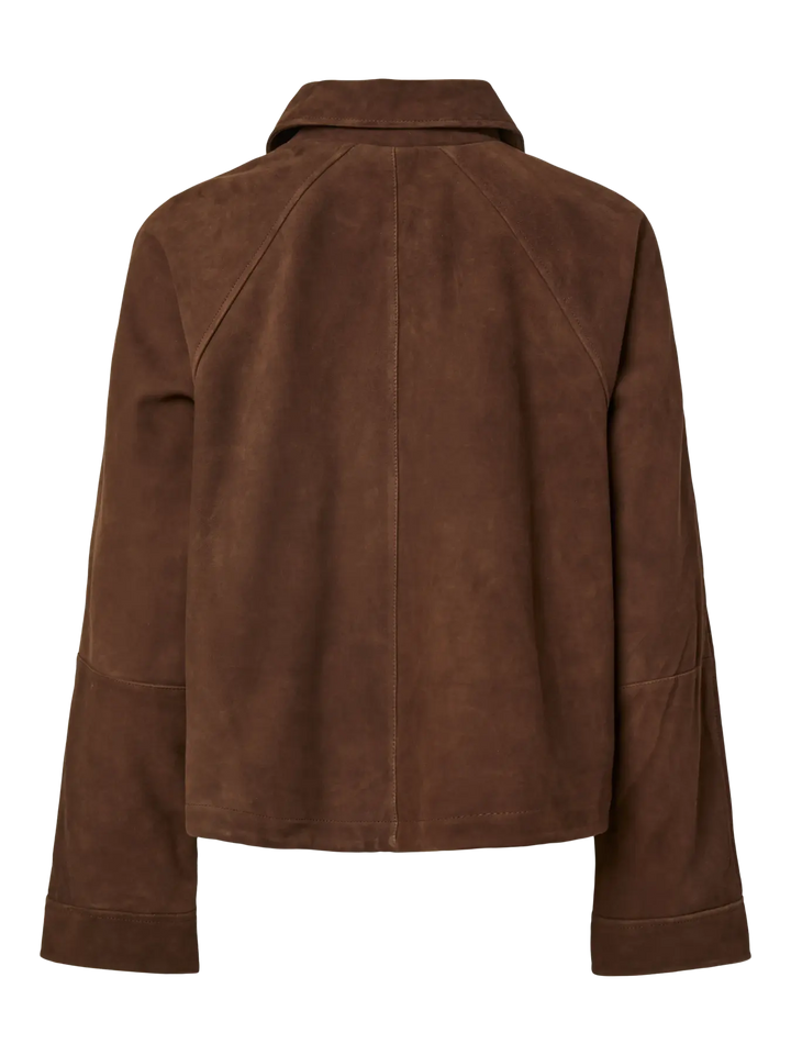 Yasnoel Suede Leather Bomber Jacket - Pinecone