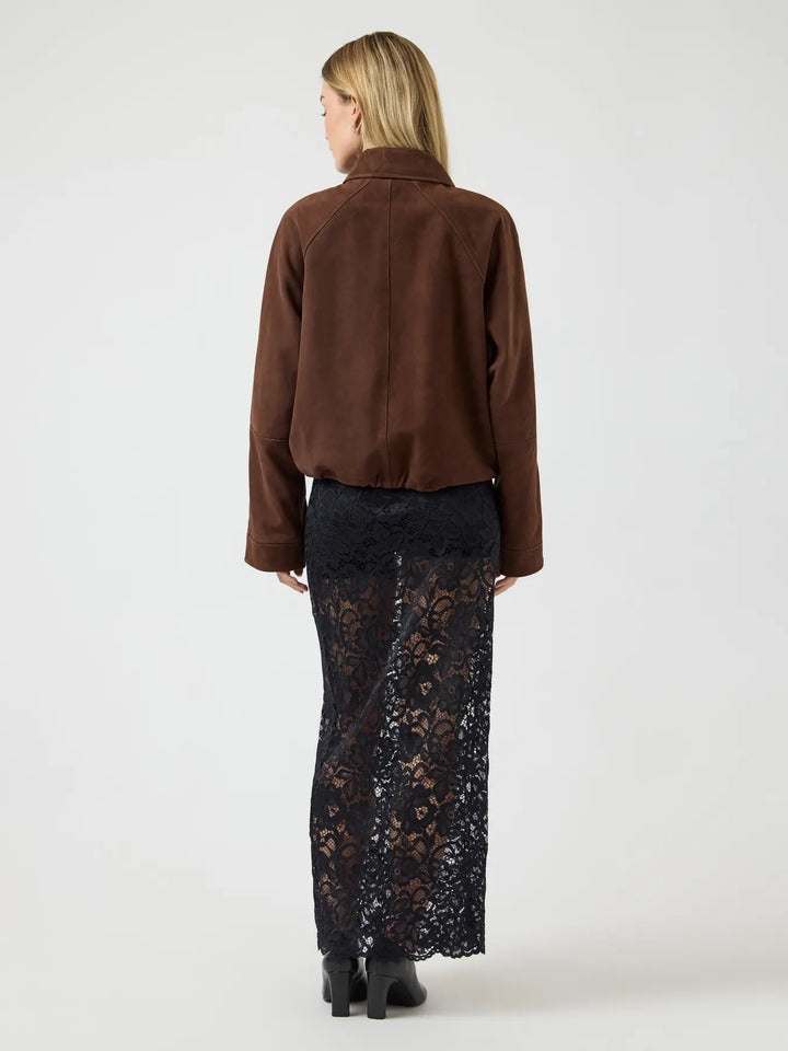 Yasnoel Suede Leather Bomber Jacket - Pinecone