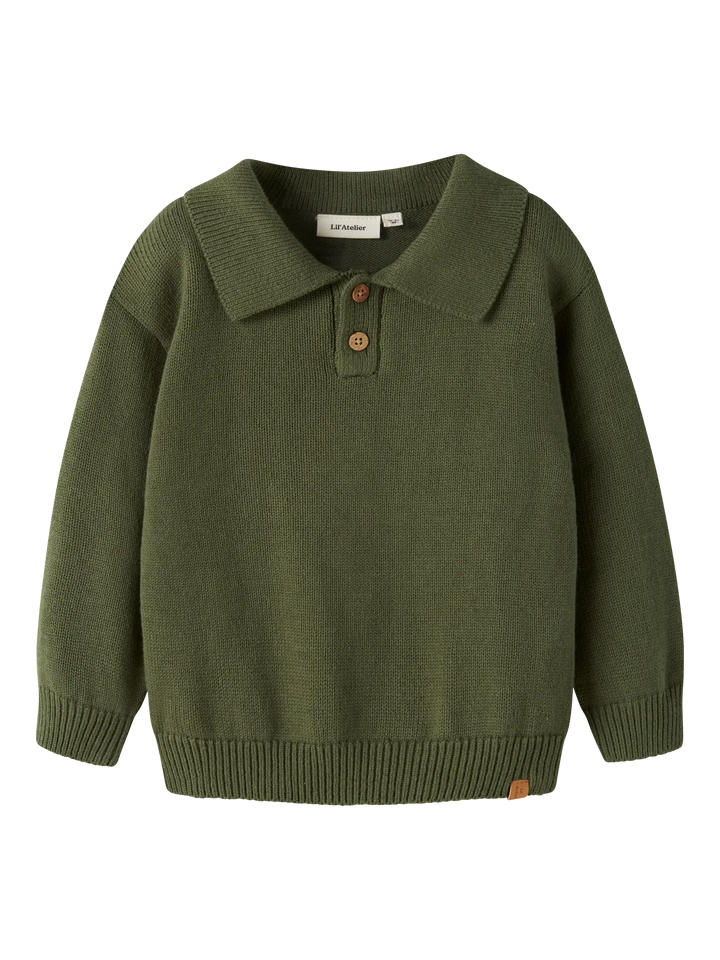 Nmmolo Ls Knit Polo Lil - Cypress