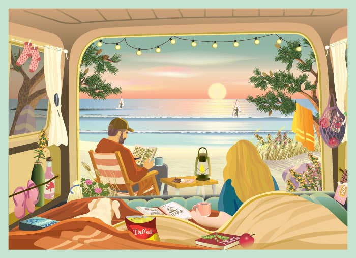 CAMPER BY THE OCEAN - Puslespill med 1000 brikker
