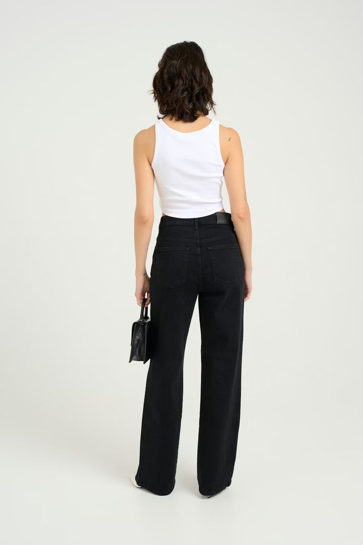 ZolinaGZ wide jeans NOOS - Washed dark black - Black