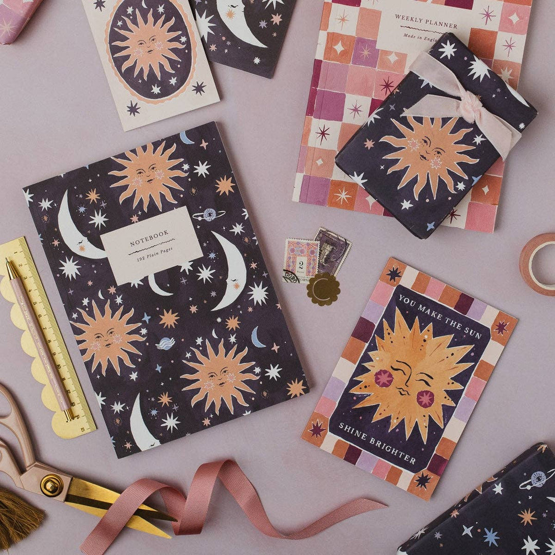 Sun And Moon Notebook - Plain Page Journal