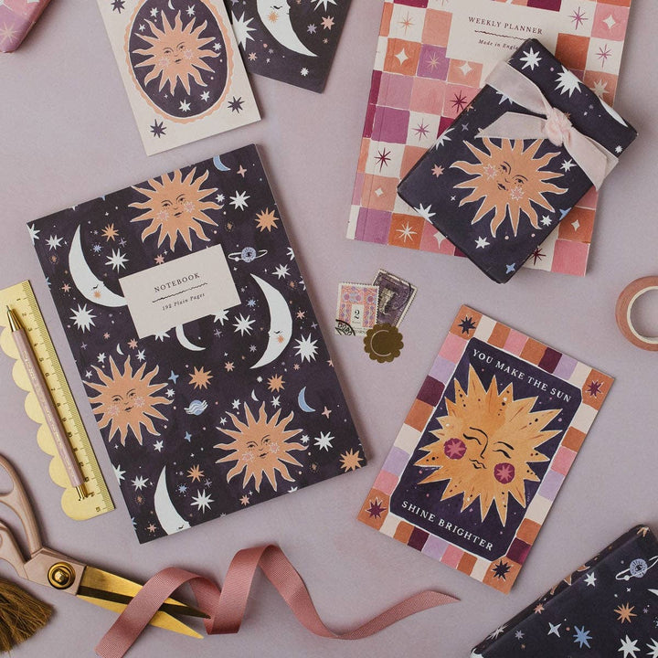 Sun And Moon Notebook - Plain Page Journal